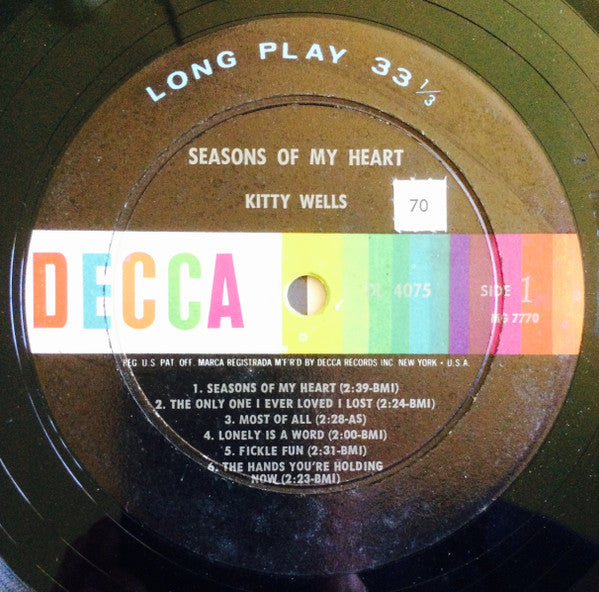 Kitty Wells : Seasons Of My Heart (LP, Album, Mono, Glo)
