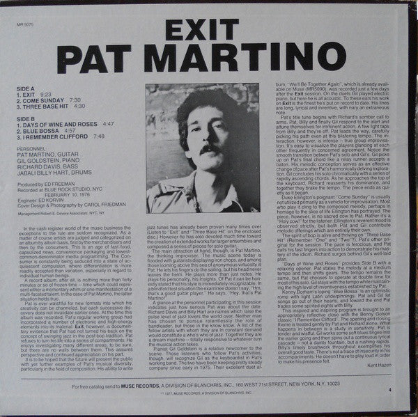 Pat Martino : Exit (LP, Album)