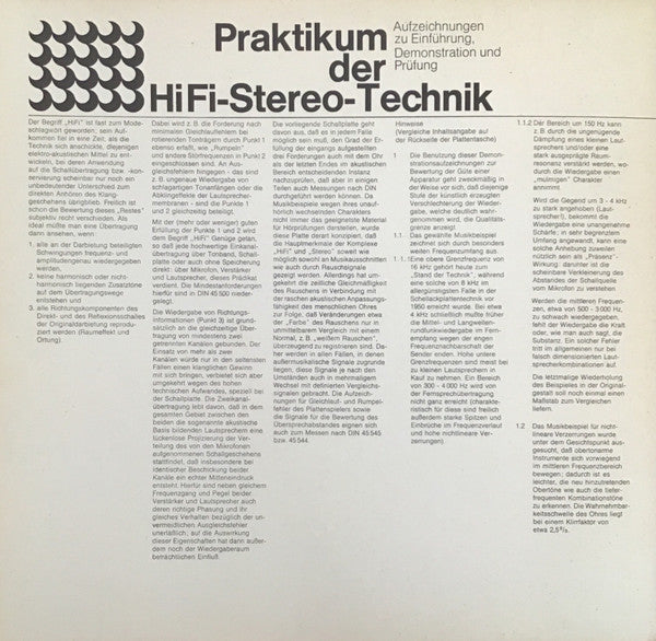 Various : Praktikum Der Hifi-Stereo-Technik (LP)