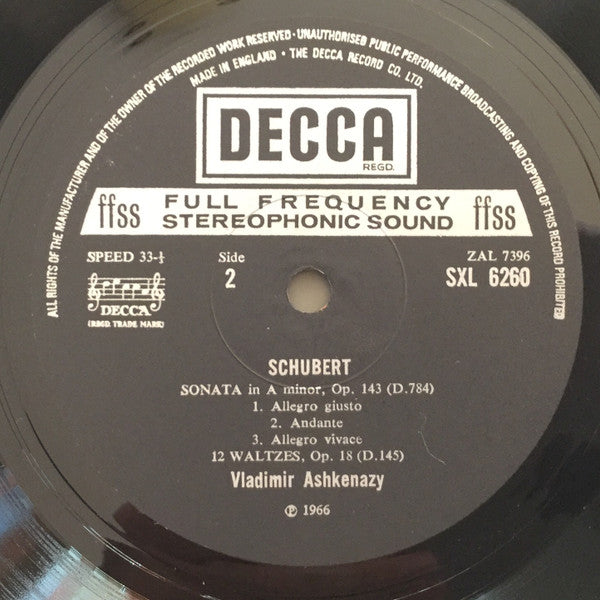 Vladimir Ashkenazy / Franz Schubert : Piano Works (LP, RP)