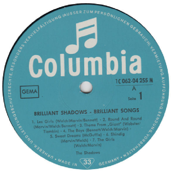 The Shadows : Brilliant Shadows Brilliant Songs (LP, Comp, Mono, RE)