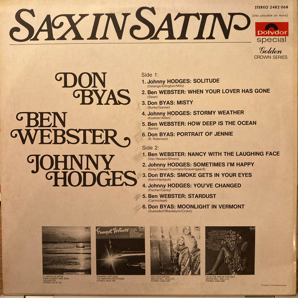 Don Byas, Ben Webster, Johnny Hodges : Sax In Satin (LP, Comp)