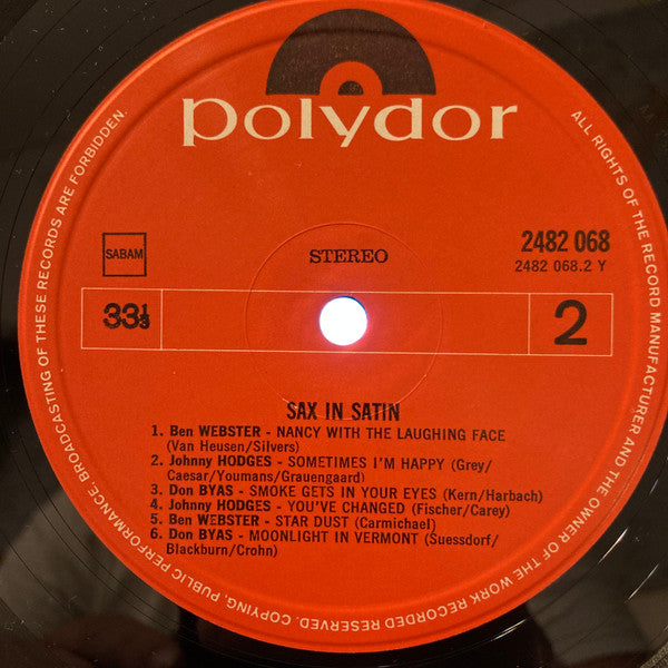 Don Byas, Ben Webster, Johnny Hodges : Sax In Satin (LP, Comp)