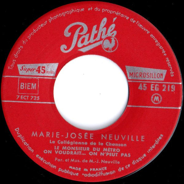 Marie Josée Neuville* : La Collégienne De La Chanson (7", EP)