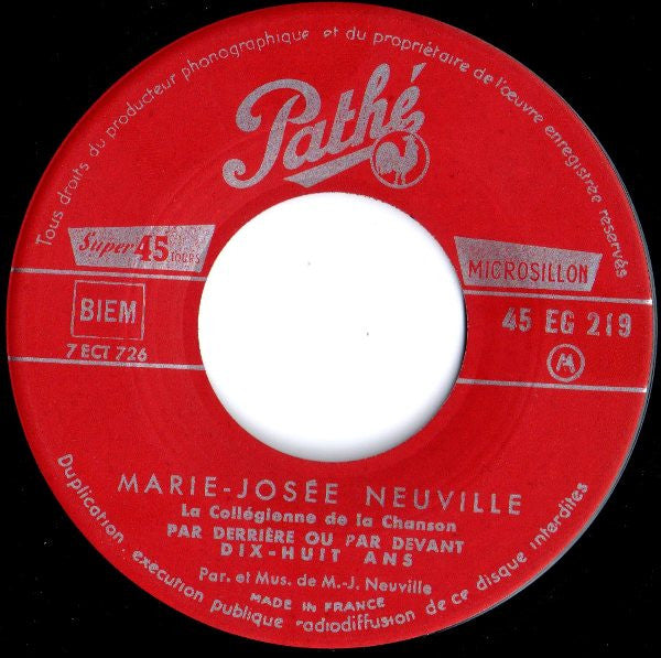 Marie Josée Neuville* : La Collégienne De La Chanson (7", EP)