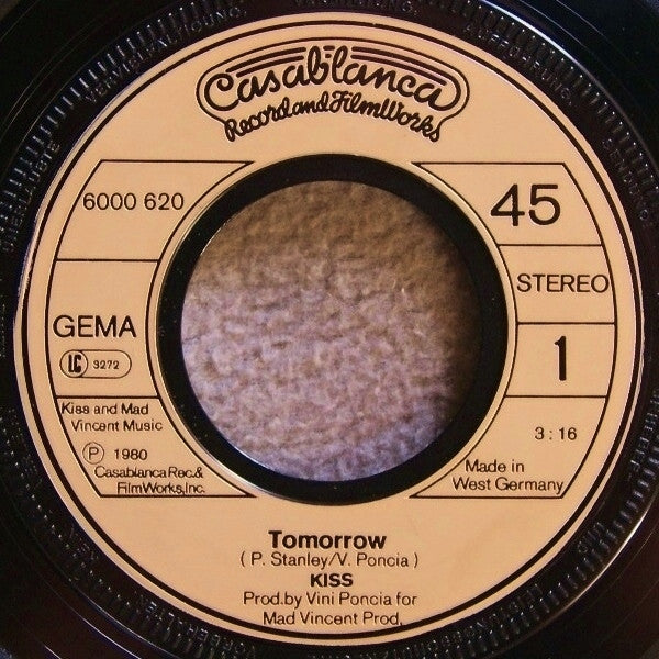 Kiss : Tomorrow (7", Single)