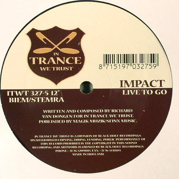 Impact : Live To Go / Moment By Moment / All The Time In The World (12")