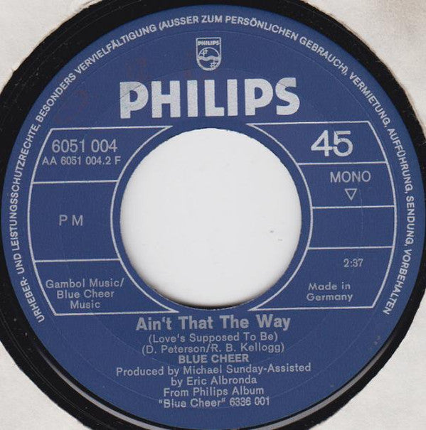 Blue Cheer : Fool (7", Single, Mono)