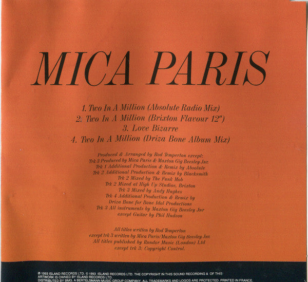 Mica Paris : Two In A Million (CD, Maxi)