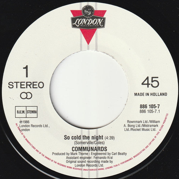 Communards* : So Cold The Night (7", Single)
