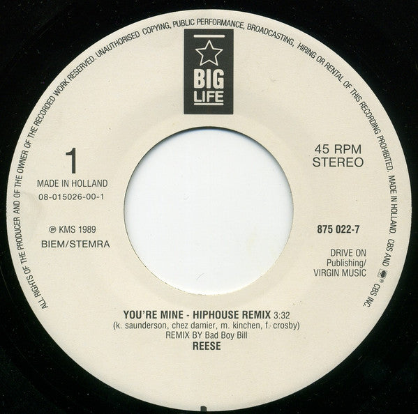 Reese : You're Mine (7", Single)