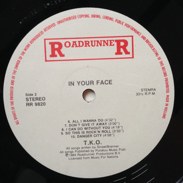 TKO (5) : In Your Face (LP, Album)