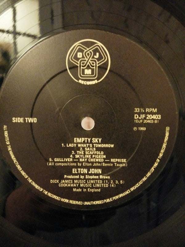 Elton John : Empty Sky (LP, Album, RE)