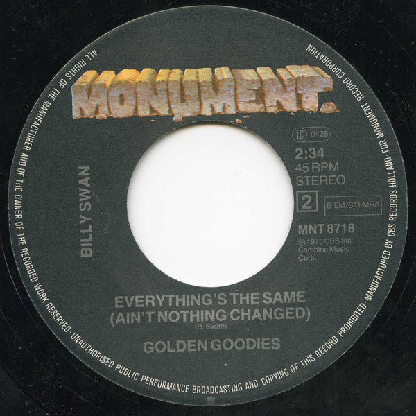 Billy Swan : I Can Help / Everything's The Same (Ain't Nothing Changed) (7", Single)