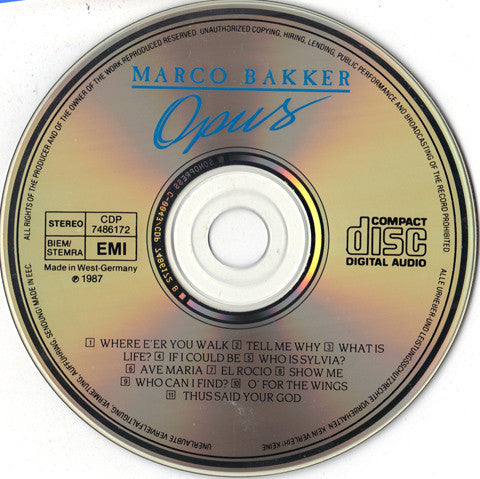 Marco Bakker : Opus (CD)