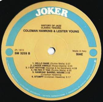 Coleman Hawkins And Lester Young : Classic Tenors (LP, Comp, Mono, RE)