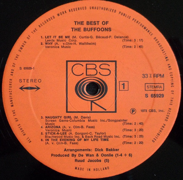 The Buffoons : The Best Of The Buffoons (LP, Album)