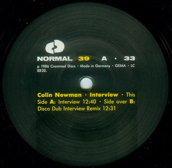Colin Newman : Interview (12")