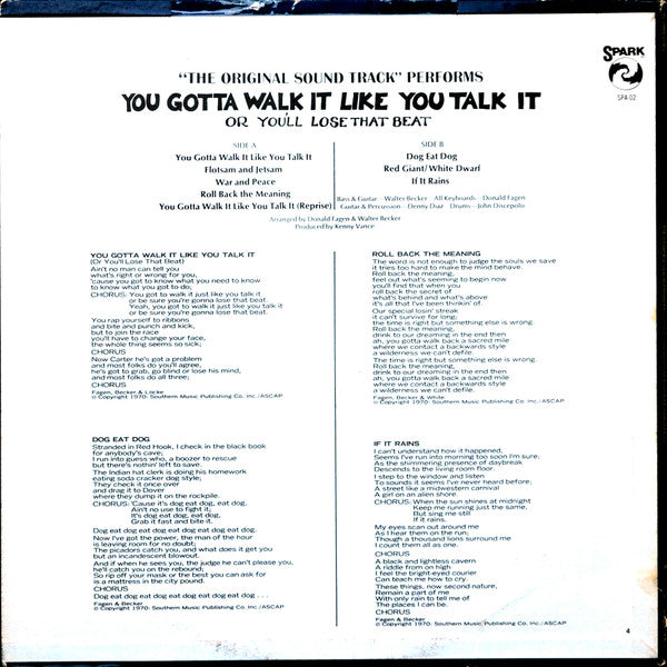 The Original Sound Track : You Gotta Walk It Like You Talk It (Or You'll Lose That Beat) (LP, Album, Promo)