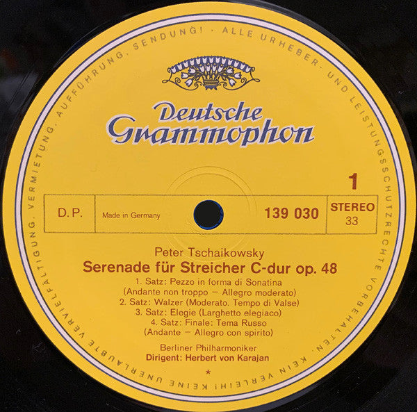 Tschaikowsky* · Karajan*, Berliner Philharmoniker : Streicherserenade, Nussknacker-Suite Op. 71 A (LP)