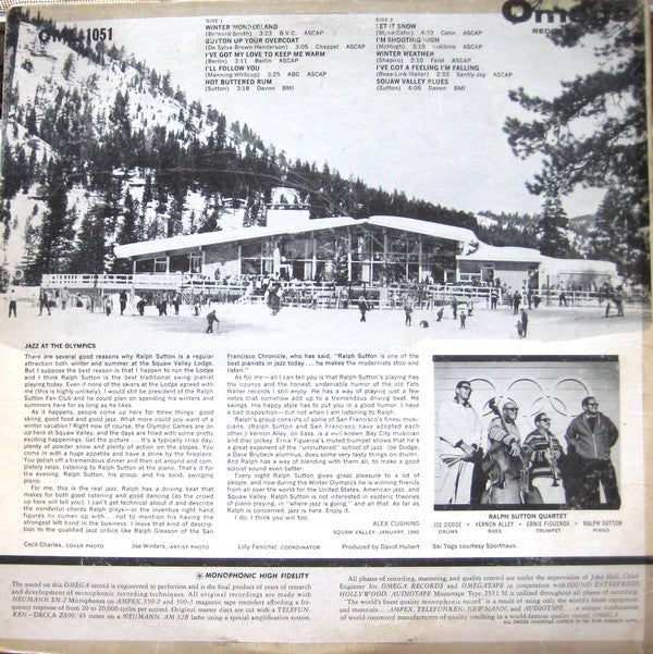 The Ralph Sutton Quartet : Jazz At The Olympics (LP, Album, Mono)