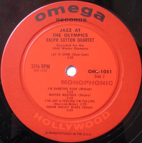 The Ralph Sutton Quartet : Jazz At The Olympics (LP, Album, Mono)