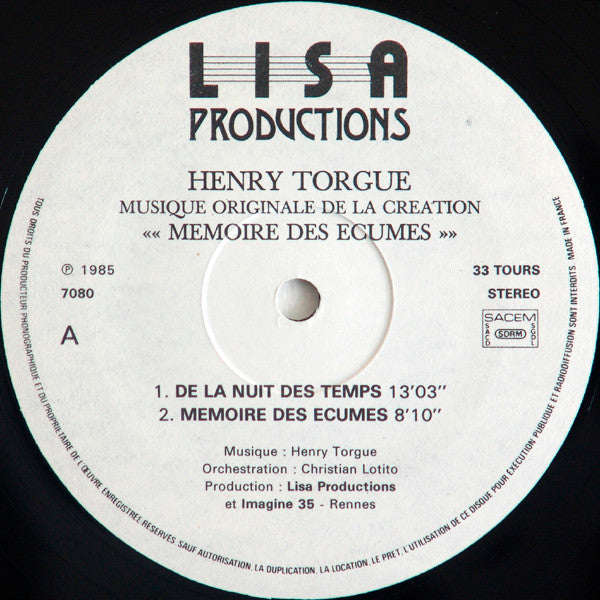 Henry Torgue : Mémoire Des Ecumes (LP, Album)