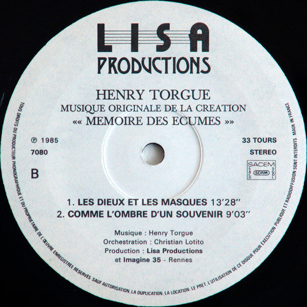 Henry Torgue : Mémoire Des Ecumes (LP, Album)