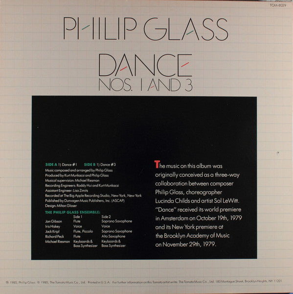 Philip Glass : Dance Nos. 1 And 3 (LP, Album)