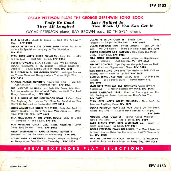 The Oscar Peterson Trio : Oscar Peterson Plays The George Gershwin Songbook (7", EP)