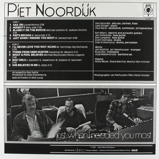 Piet Noordijk : Just When I Needed You Most (LP, Album)