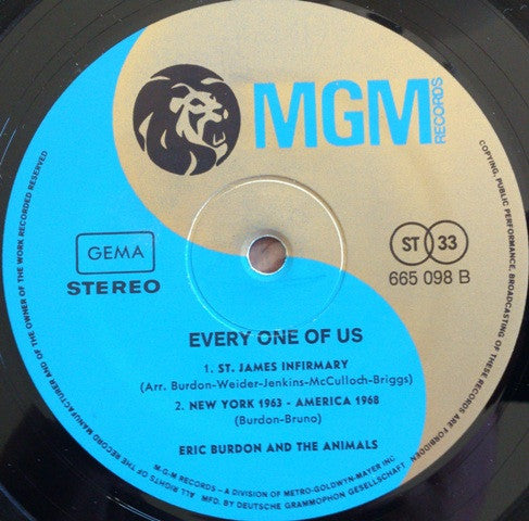 Eric Burdon & The Animals : Every One Of Us (LP, Album, RP)