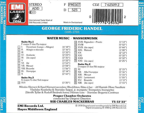 Georg Friedrich Händel / Sir Charles Mackerras : Water Music -  Wassermusik (CD, Album)