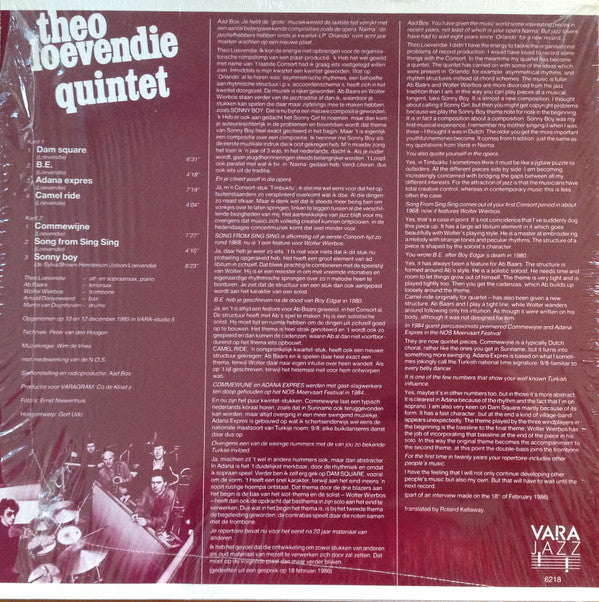 Theo Loevendie Quintet : Theo Loevendie Quintet (LP, Album)