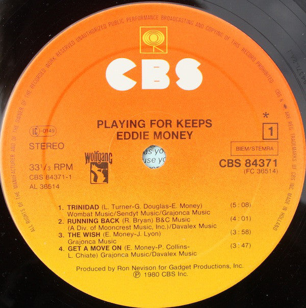 Eddie Money : Playing For Keeps (LP, Album)