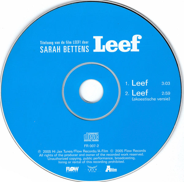 Sarah Bettens : Leef (CD, Single)