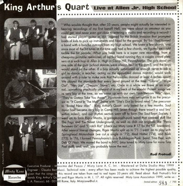King Arthur's Quart : Live At Allen Jr. High School (7", EP, Mono, Ltd, Num)