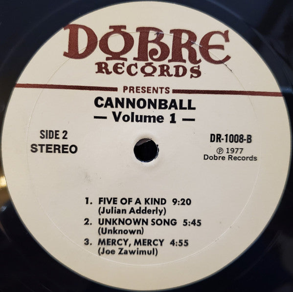 Cannonball Adderley : Cannonball - Volume One (LP, Album)