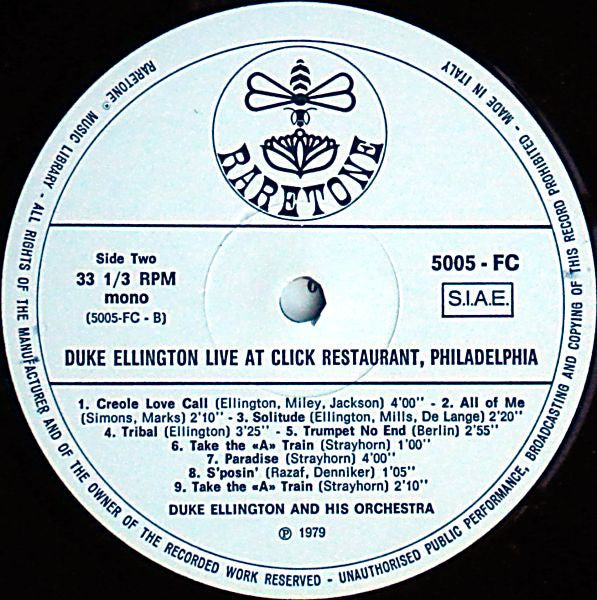 Duke Ellington And His Orchestra : Live At Click Restaurant Philadelphia 1949 - Vol. 4 (LP, Album, Mono)