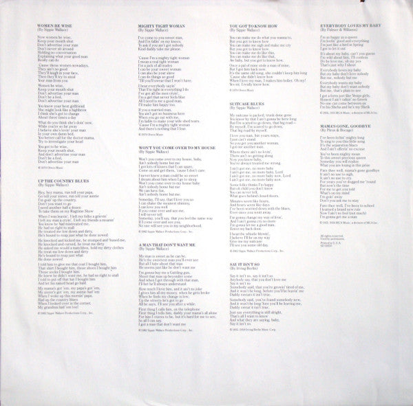 Sippie Wallace With James Dapogny's Chicago Jazz Band And Special Guest Appearance By Bonnie Raitt : Sippie (LP, Album)