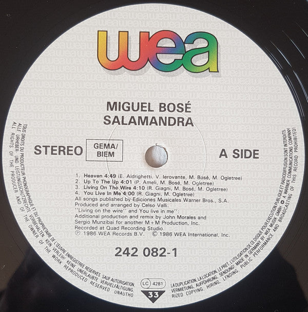 Miguel Bosé : Salamandra (LP, Album)