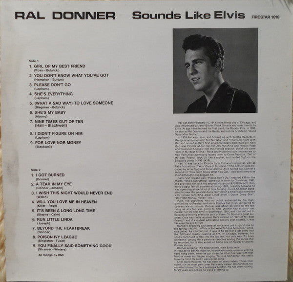 Ral Donner : Sounds Like Elvis (LP, Comp)