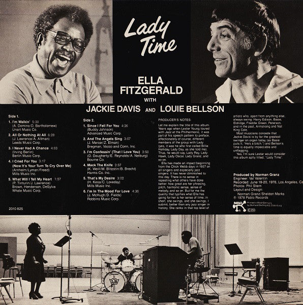 Ella Fitzgerald With Jackie Davis And Louis Bellson : Lady Time (LP, Album)