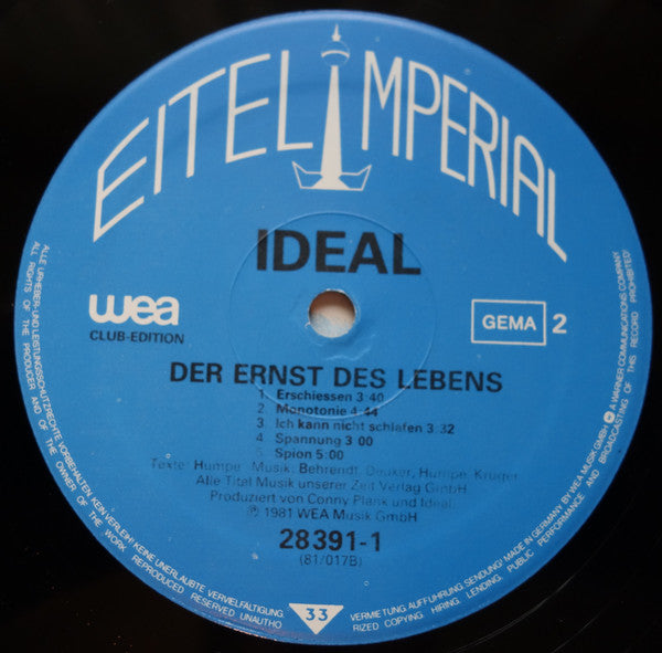 Ideal (3) : Der Ernst Des Lebens (LP, Album, Club)