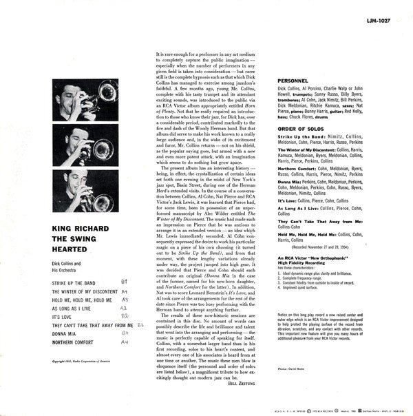 Dick Collins And His Orchestra : King Richard The Swing Hearted (LP, Album, RE)