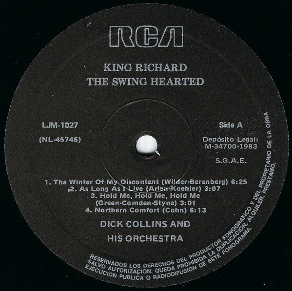 Dick Collins And His Orchestra : King Richard The Swing Hearted (LP, Album, RE)