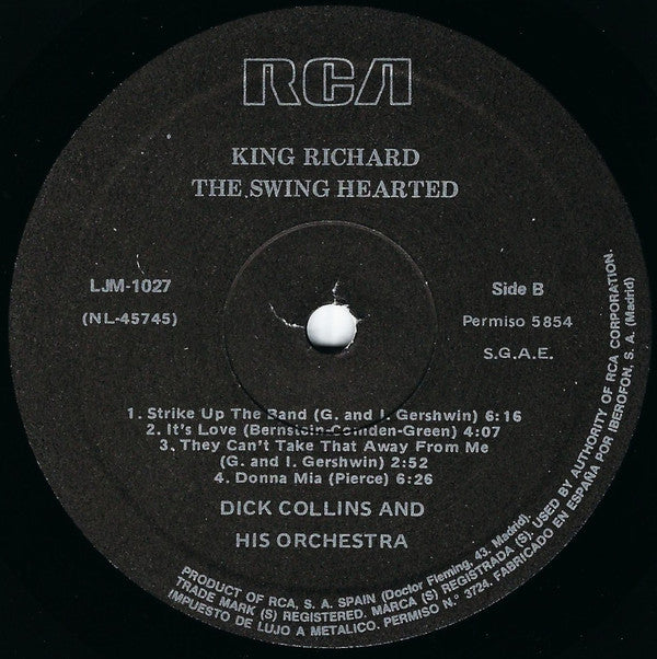 Dick Collins And His Orchestra : King Richard The Swing Hearted (LP, Album, RE)