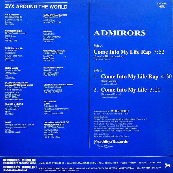 The Admirers : Come Into My Life Rap (12")