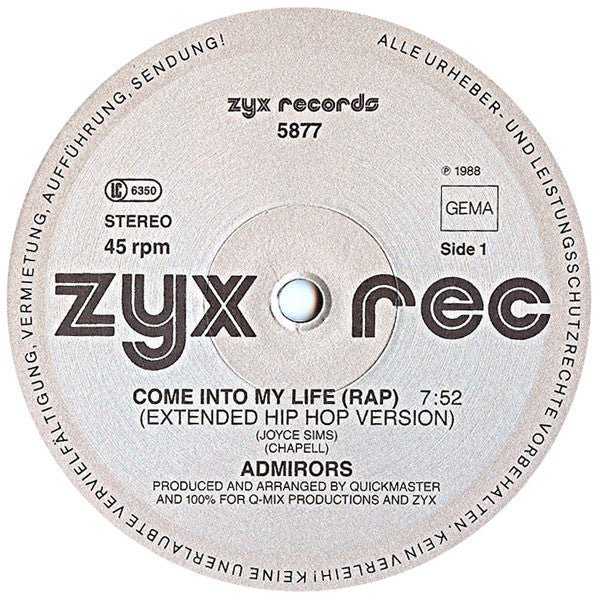 The Admirers : Come Into My Life Rap (12")