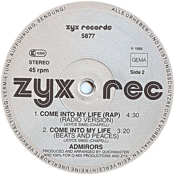 The Admirers : Come Into My Life Rap (12")